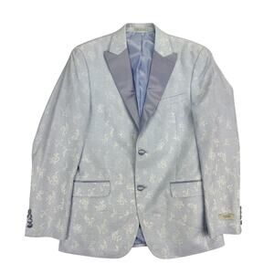 Alfani Mens Slim Fit Floral Evening Suit Jacket Light Blue 38R